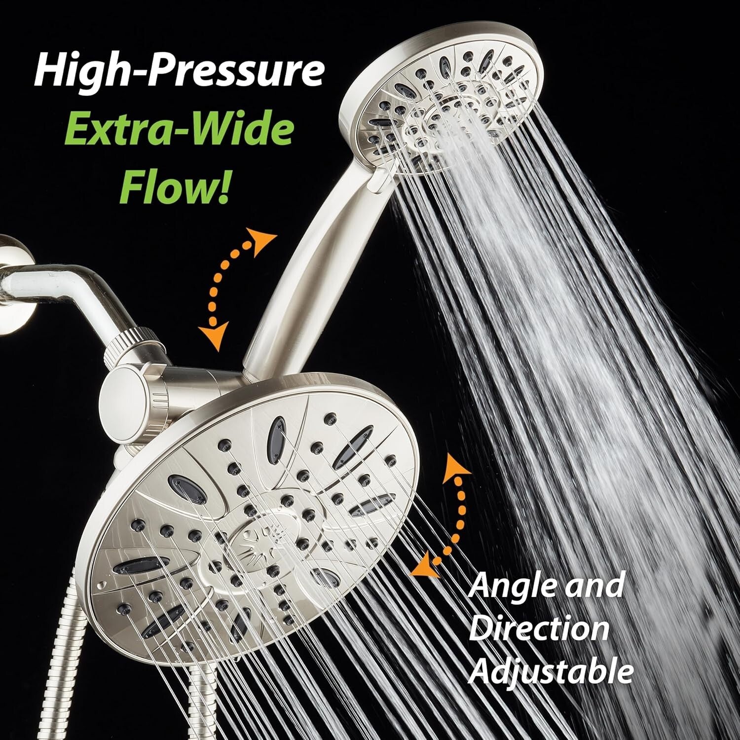 Elegant Satin Nickel 3-Way Rainfall Shower with Handheld Option & 6 Settings