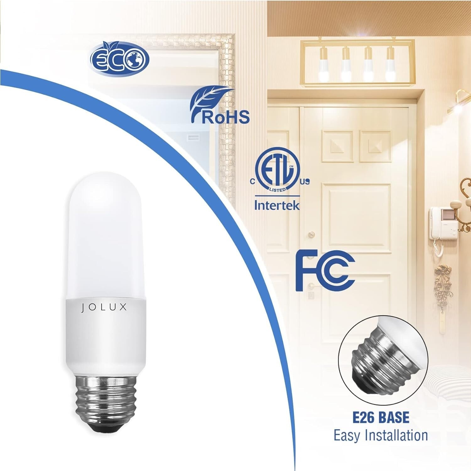 800 Lumen LED Stick Bulbs - Energy-Efficient, 12-Pack, 11,000 Hour Lifespan