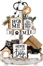 Load image into Gallery viewer, Sturdy Rustic Wooden Tiered Tray Decor with Personalized Dog-Themed Accessories