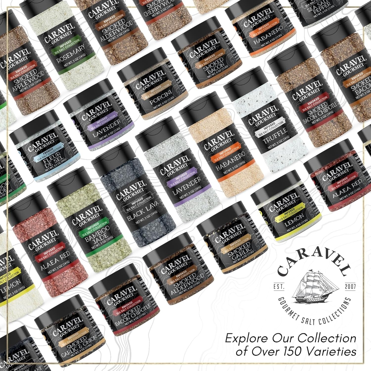 Signature Sea Salt Sampler: Smoked Bacon Chipotle, Garlic Herb & Spicy Varieties