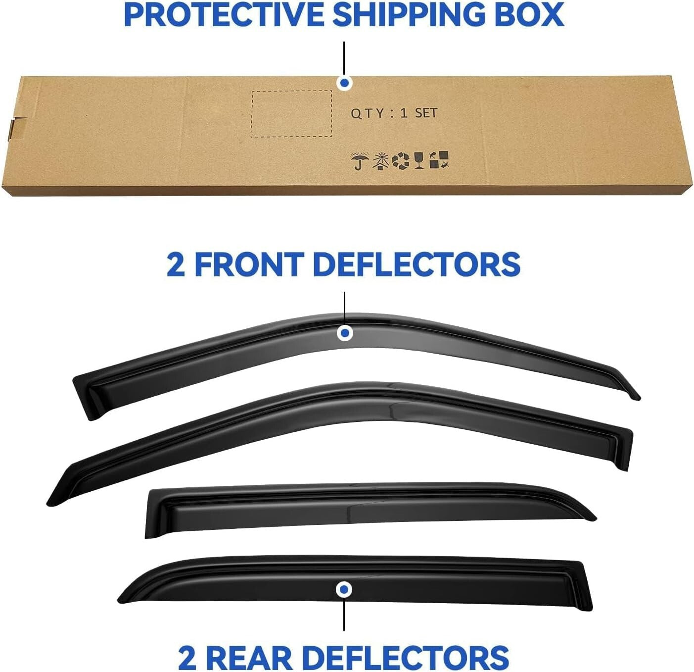 Easy Stick-On Window Rain Guards for 2009-2018 Dodge Ram 1500 Crew Cab