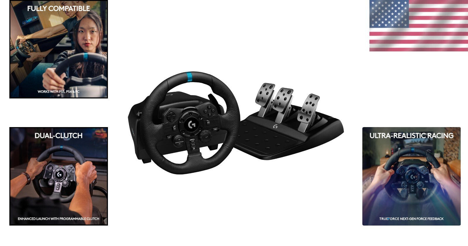 923 Racing Wheel & Pedals with TRUEFORCE - Ultimate PS5 & PC Gaming Experience