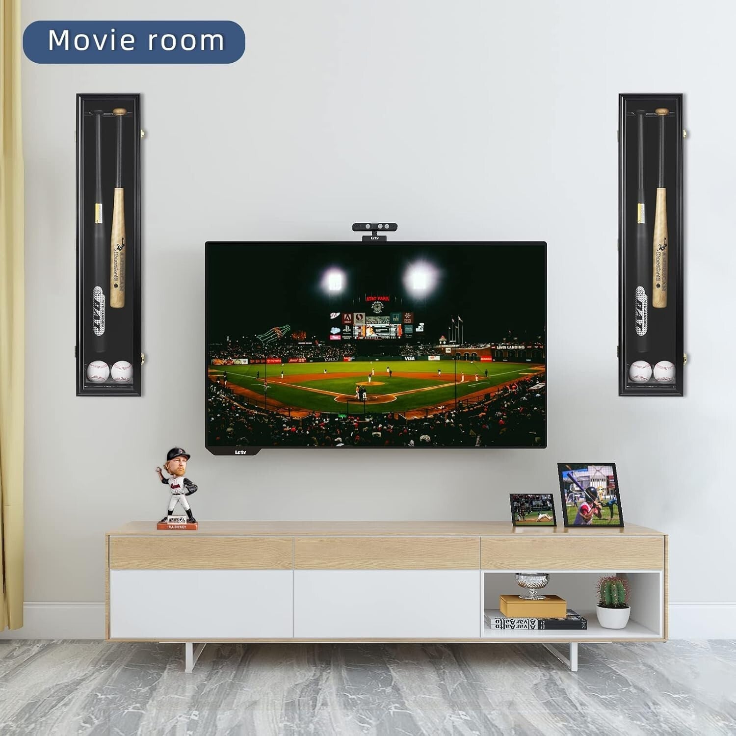 Premium 2-Bat Wooden Display Case with Acrylic & Velvet - Horizontal or Vertical