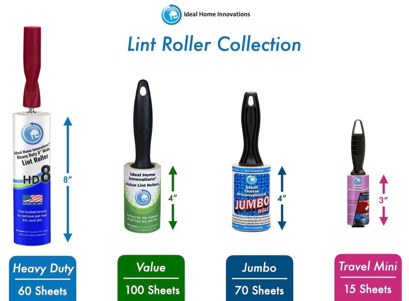 Bulk Value Lint Rollers - 12 Pack for Effortless Pet Hair and Lint Removal