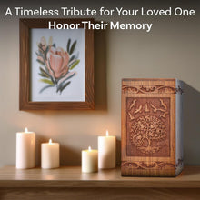 Load image into Gallery viewer, Artisan-Crafted Wooden Urn for Ashes - 250 lbs Capacity with Sliding Opening