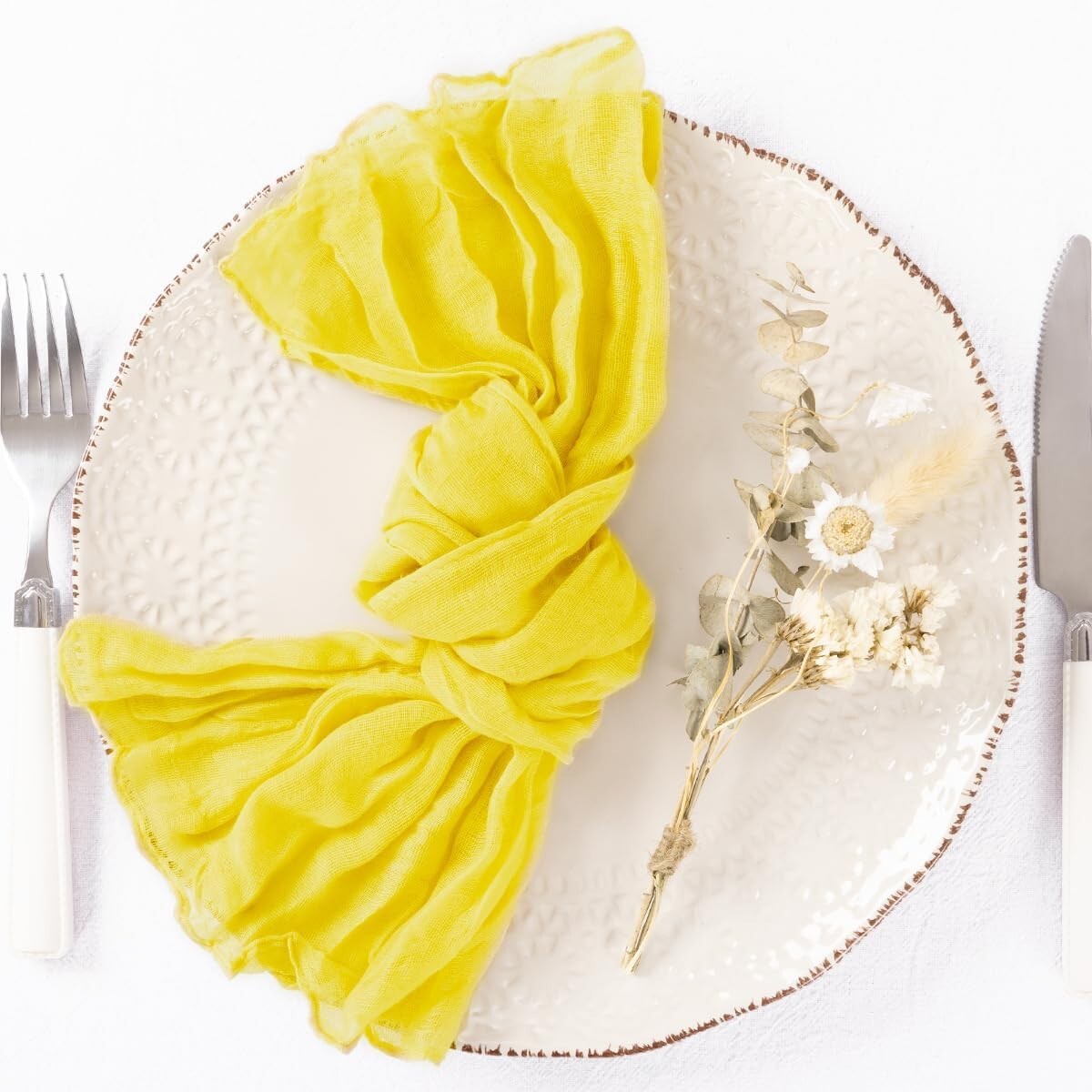 Premium 50-Piece Lemon Yellow Cheesecloth Napkin Set - 21'' for Any Celebration