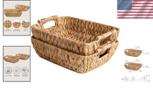 Load image into Gallery viewer, Rustic Water Hyacinth Baskets with Wooden Handles - Perfect for Any Room, 2-Pack