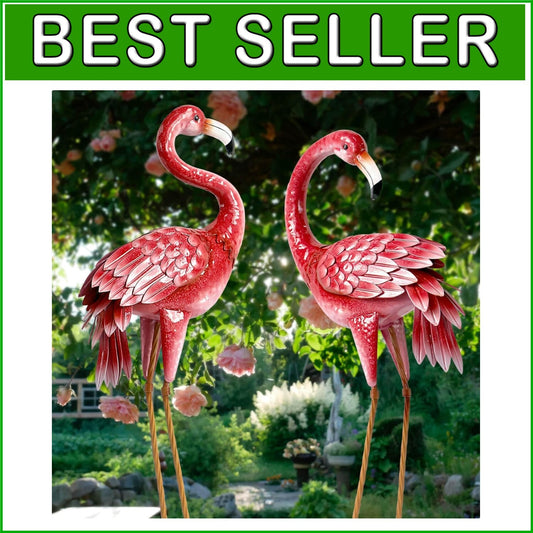 Freestanding Metal Flamingo Statues with Realistic Detail for Gardens & Patios
