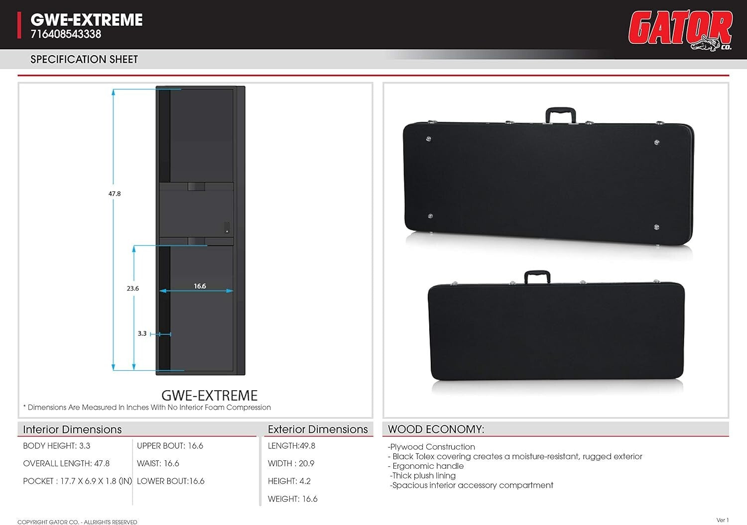 Custom Fit Guitar Case for Extreme Shapes - Ideal for BC Rich, Flying V & More