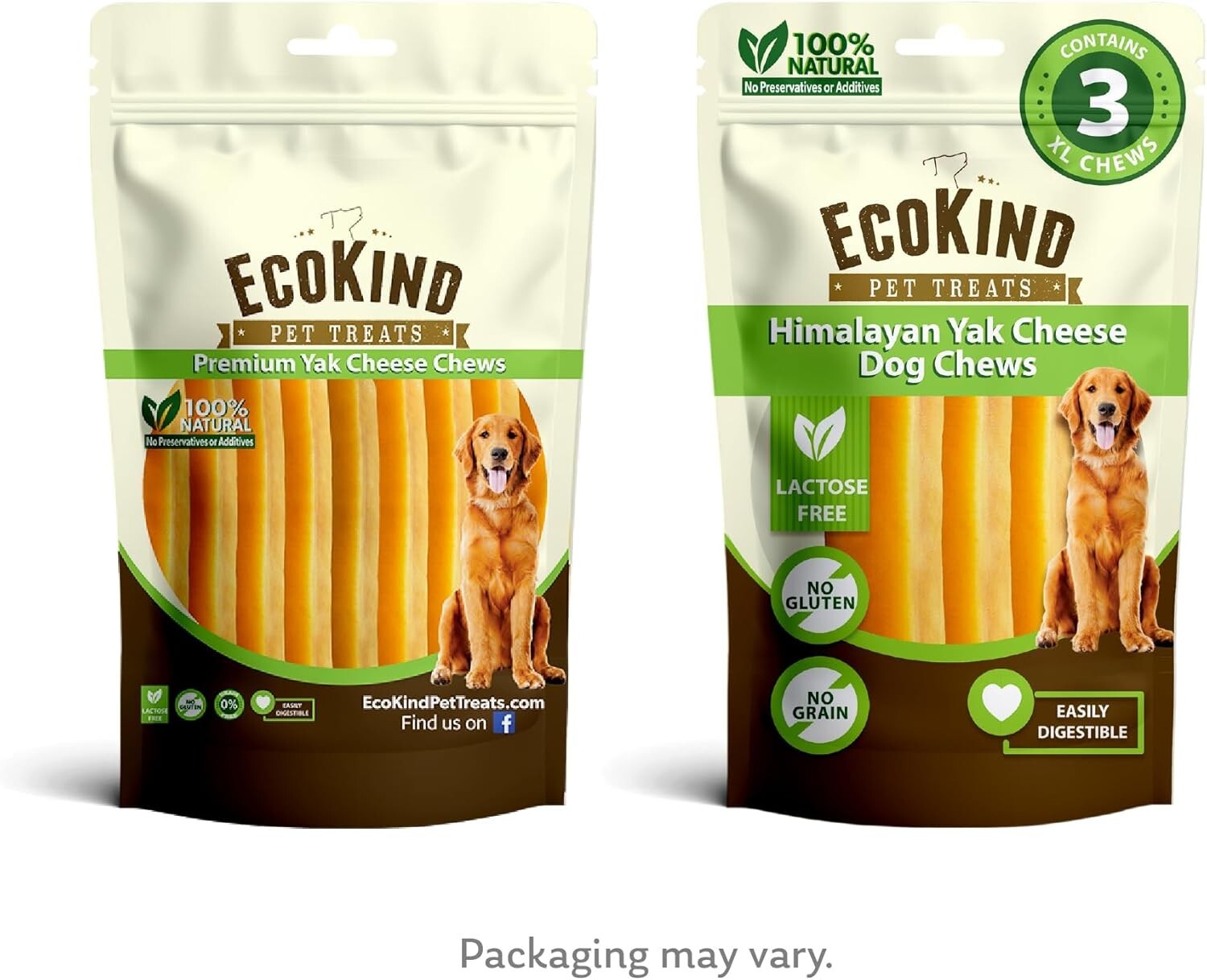 EcoKind XL Yak Cheese Dog Chews - All Natural, High Protein for Large Dogs