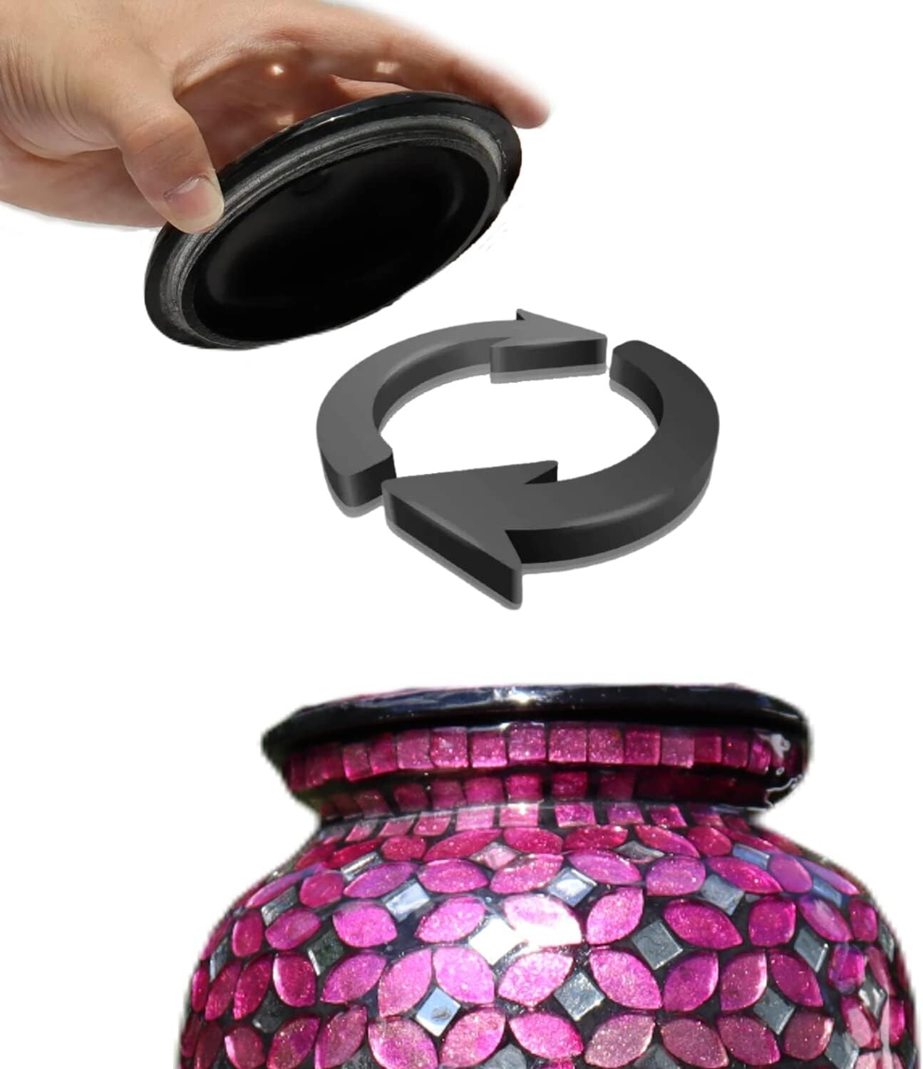 Elegant 200 Cu In Deep Pink Mosaic Glass Urn - Handcrafted Memorial for Ashes