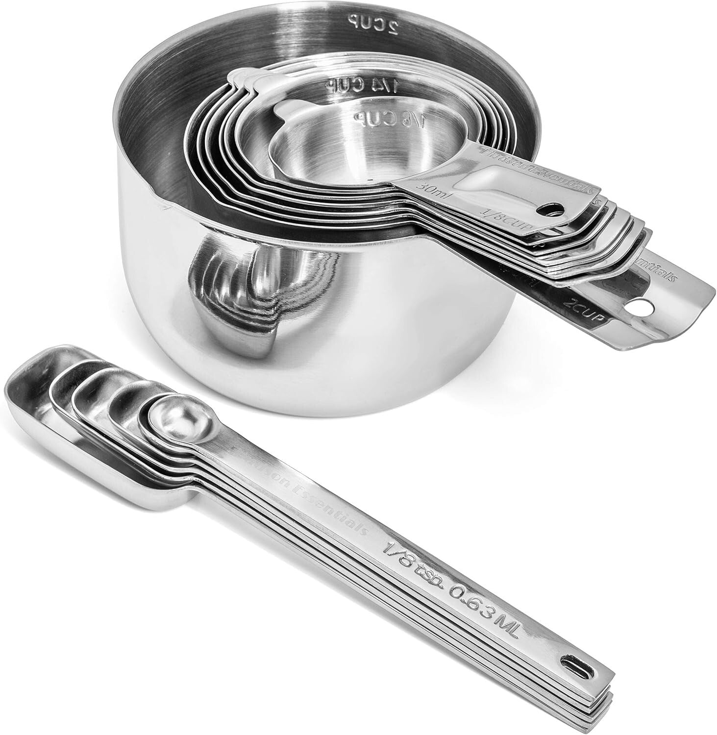 Stackable 15-Piece Measuring Cups & Spoons Set - Space-Saving Kitchen Essential