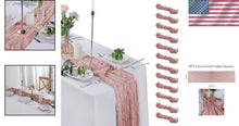 Load image into Gallery viewer, Romantic 12 Pack Gauze Table Runners in Dusty Pink - Rustic Wedding Essentials