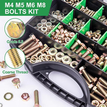 Load image into Gallery viewer, 907-Piece Grade 8.8 Metric Bolt Assortment M4 M5 M6 M8 with Yellow Zinc Coating
