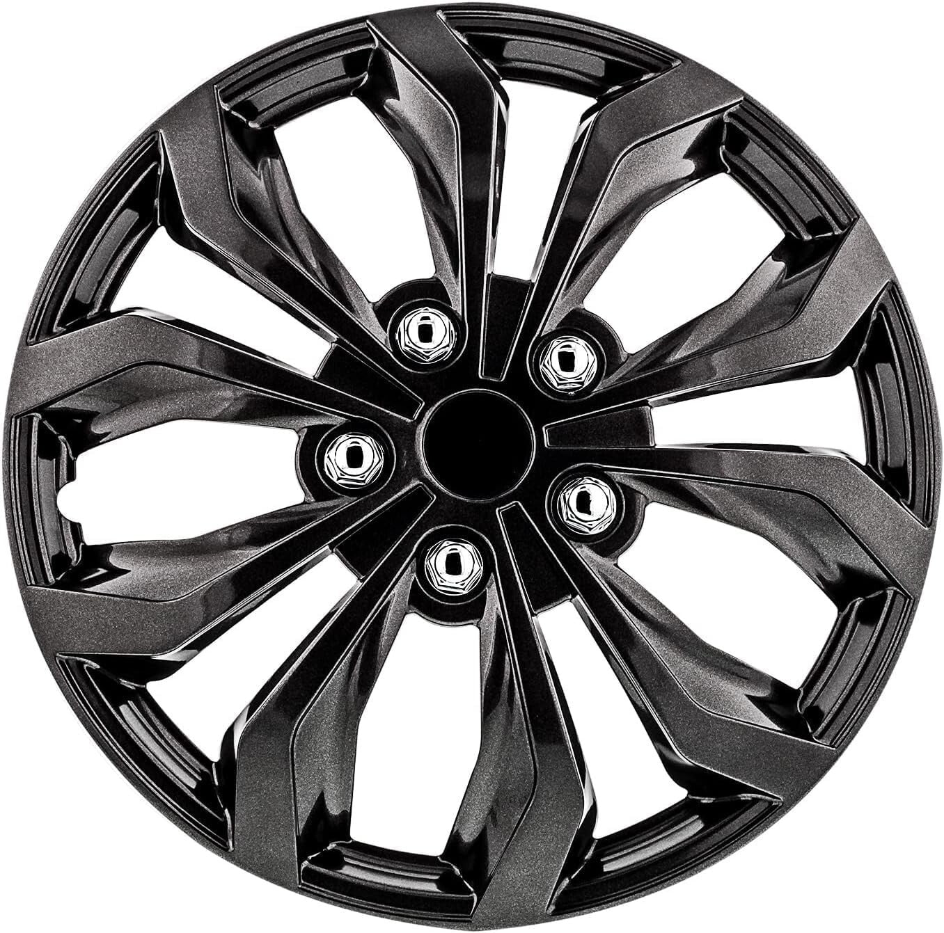 Durable 15-Inch Universal Hubcaps – Spyder Gunmetal Grey Fit for All Vehicles