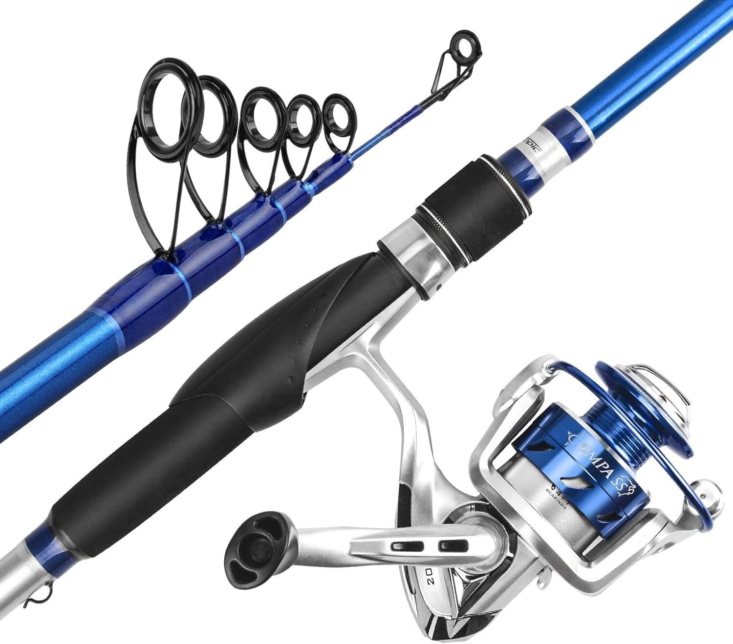 Compass Collapsible 6.5ft Fishing Rod and Reel Combo - Ideal for Bass & Trout