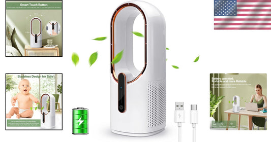 11.8 Inch Sleek Bladeless Portable Fan with Touch Control & 3 Speed Settings