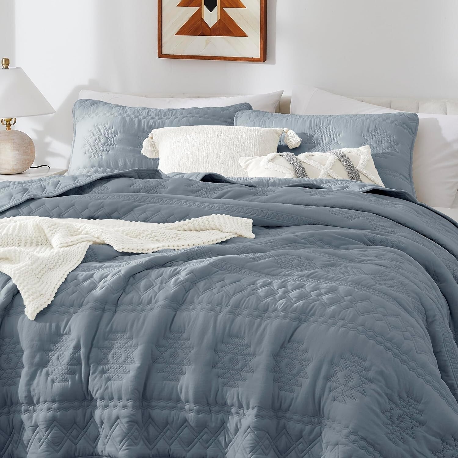 Lightweight Farmhouse Quilt Bedding Set - All Season California King Coverlet
