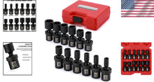 Load image into Gallery viewer, 12-Piece 1/4" Drive Metric Impact Socket Set - CR-MO Steel with Swivel Design