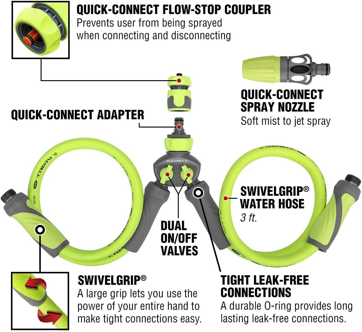 Convenient 6-Piece Outboard Motor Flush Kit with SwivelGrip Hoses - ZillaGreen