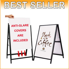 Load image into Gallery viewer, Metal Sandwich Board Sign with Anti-Glare Covers - Easy Ad Changes &amp; Durable