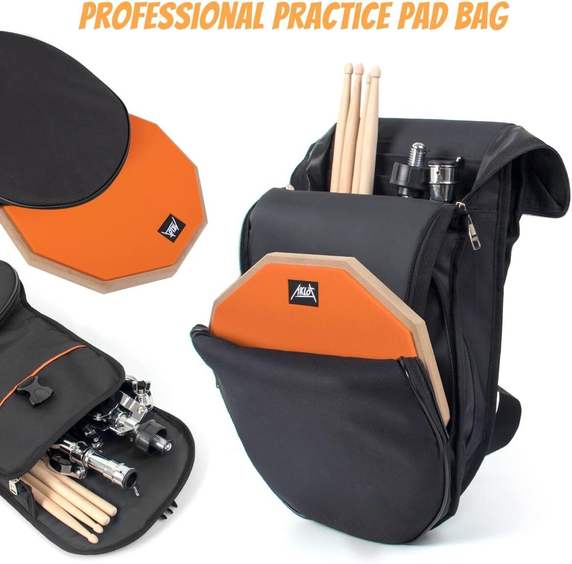 All-in-One 12 Inch Practice Pad Set with Snare Stand and Sturdy Bag for Drummers