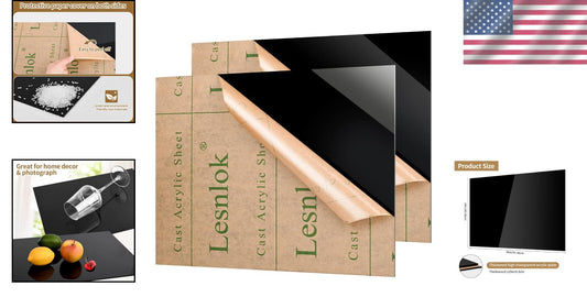 2 Pieces 24x36 Black Acrylic Sheets - Perfect for DIY Crafts & Photography