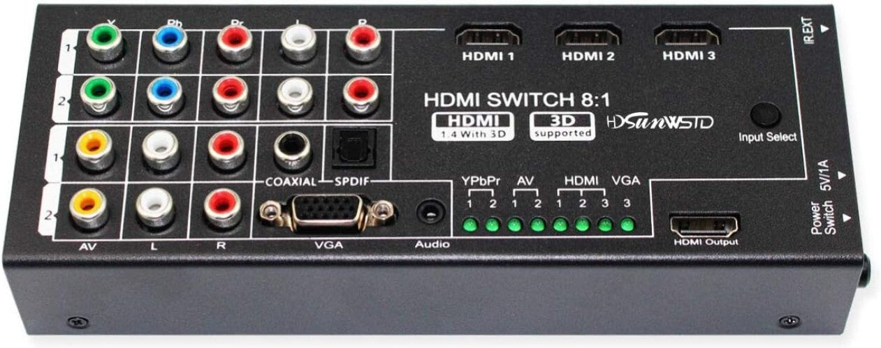 Compact HDMI Converter with 8 Inputs - Ideal for Seamless Home Entertainment