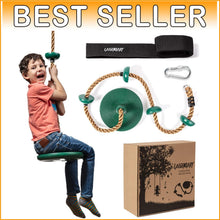 Load image into Gallery viewer, Outdoor Kids Climbing Rope Swing with Disc Seat &amp; Platforms - Adventure Fun!