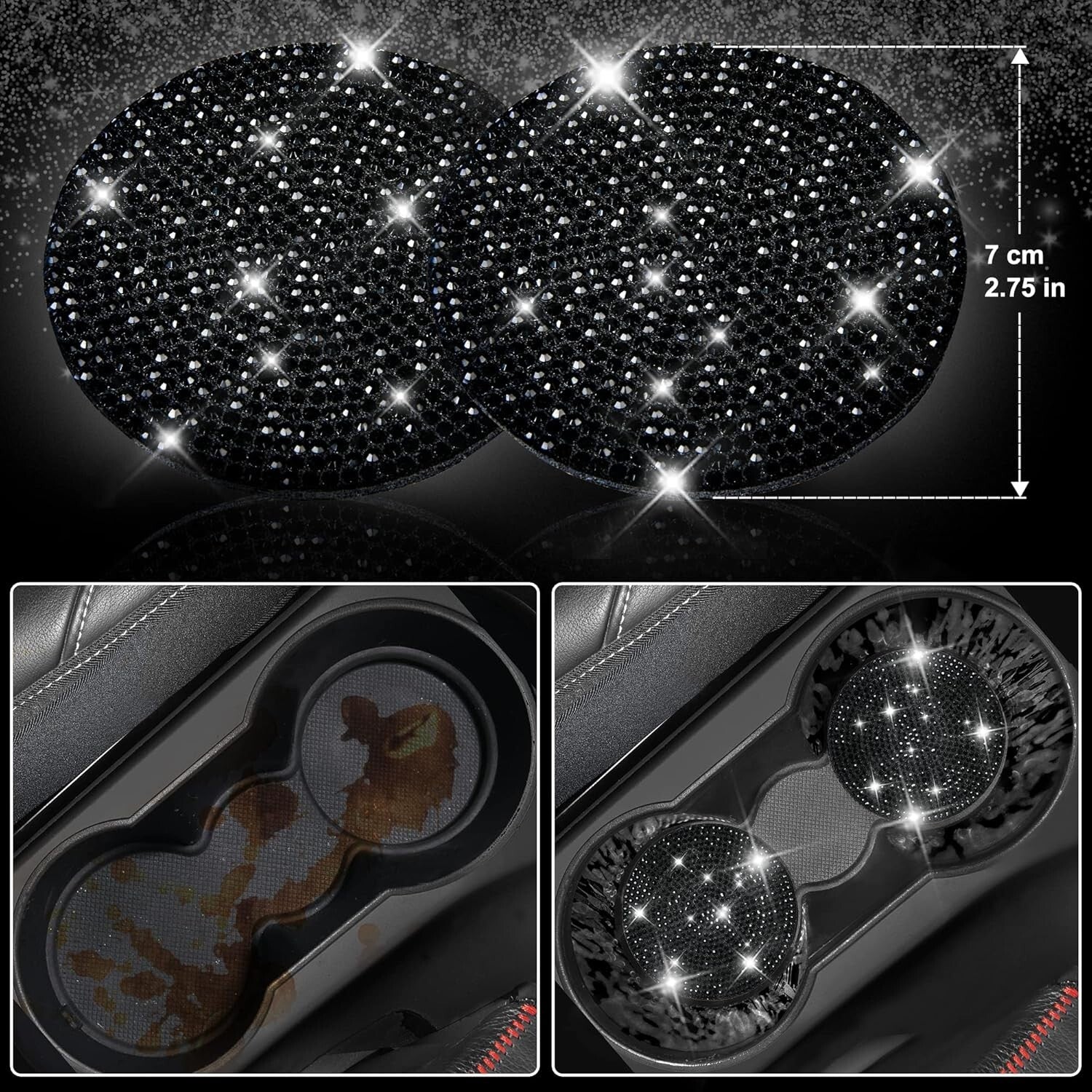 Luxury Bling Rhinestone Seat Covers & Steering Wheel Cover - Universal Fit Set