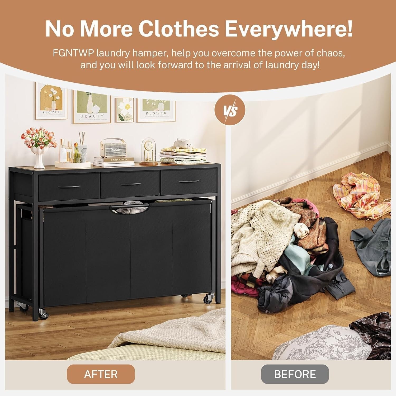 Multi-Functional 300L Laundry Basket with Rolling Design & Sturdy Tabletop