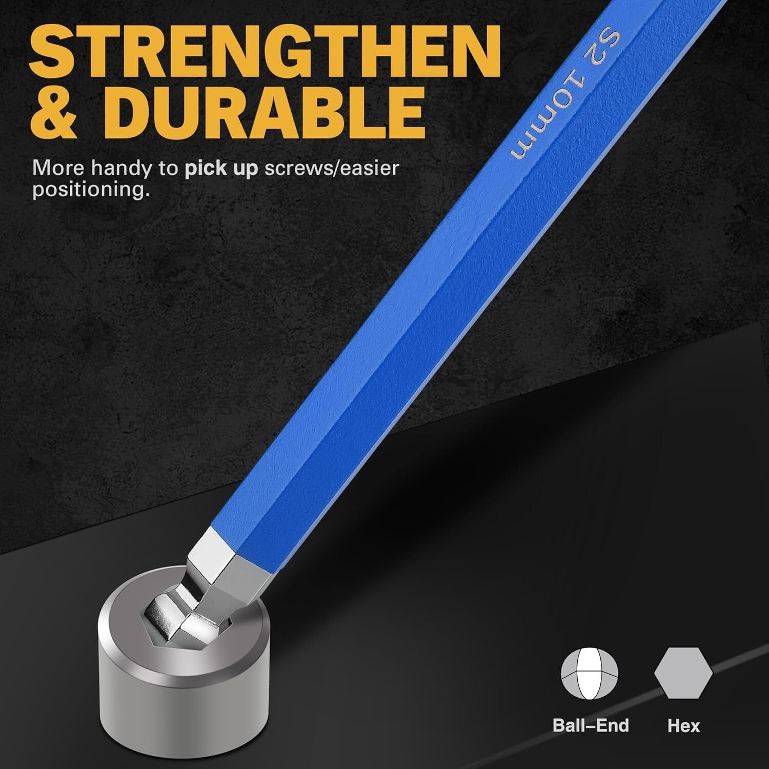 Durable 13-Piece Metric Allen Wrench Set with Long Ball End Design - Blue Finish