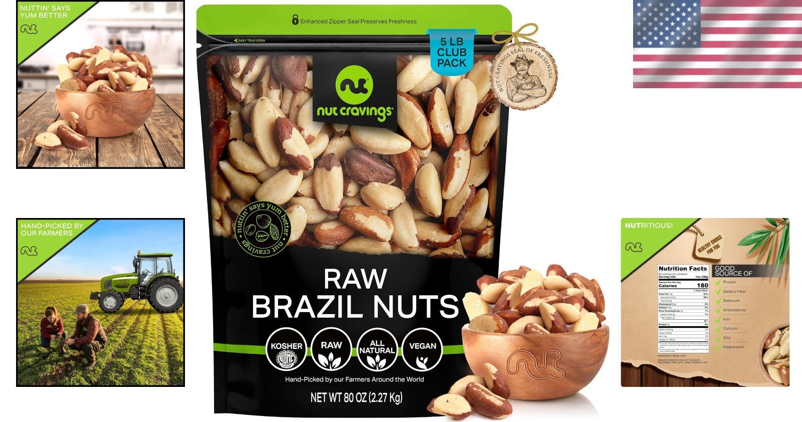 Naturally Delicious Unsalted Raw Brazil Nuts - 80oz Resealable Quality Pack
