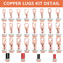 Load image into Gallery viewer, Heavy-Duty 296PCS Copper Wire Lugs &amp; Shrink Tubing - AWG 8-1/0 with FLARED Ends