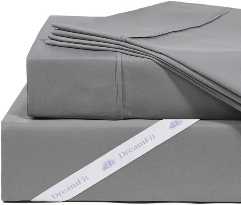4-Piece Cooling Egyptian Cotton Sheets - Luxury Grey Set for Full Mattresses