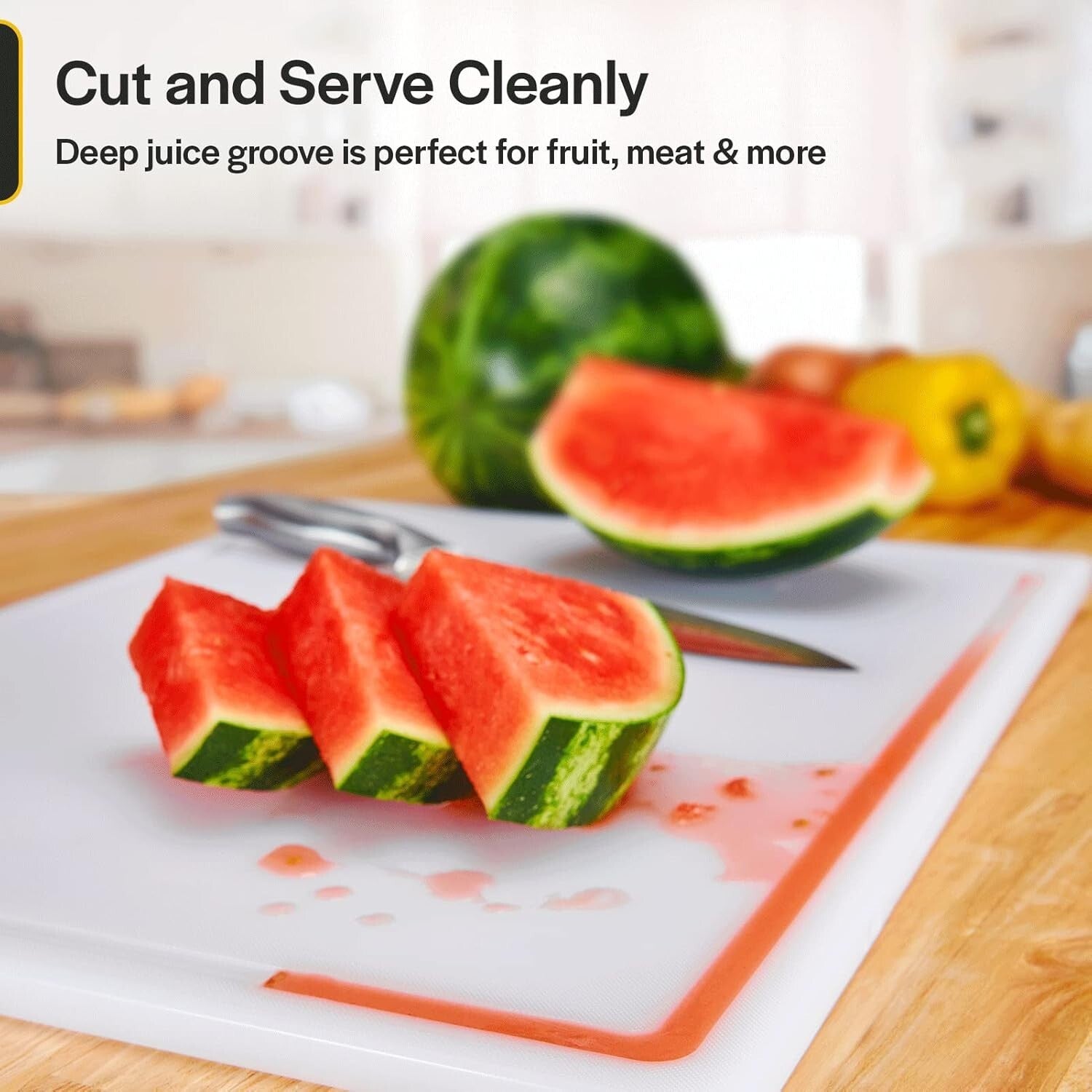 24x18 Inch Thick HDPE Cutting Board with Juice Groove - Ideal for BBQ & Grilling