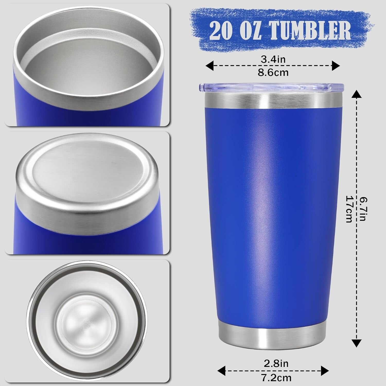 20 oz Vacuum Insulated Stainless Steel Travel Mugs - 8 Pack Leak Proof Cups