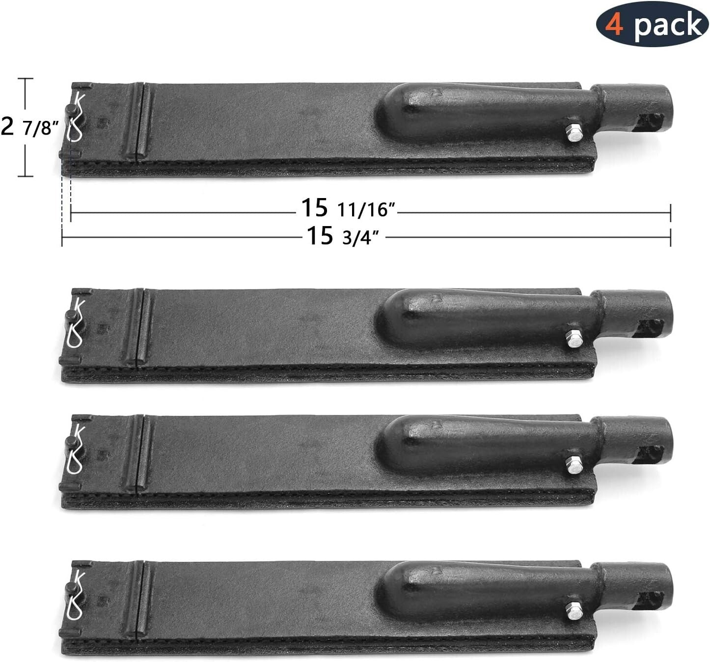 15 3/4" Cast Iron Gas Grill Burners Compatible with Major Grill Brands - 4-Pk
