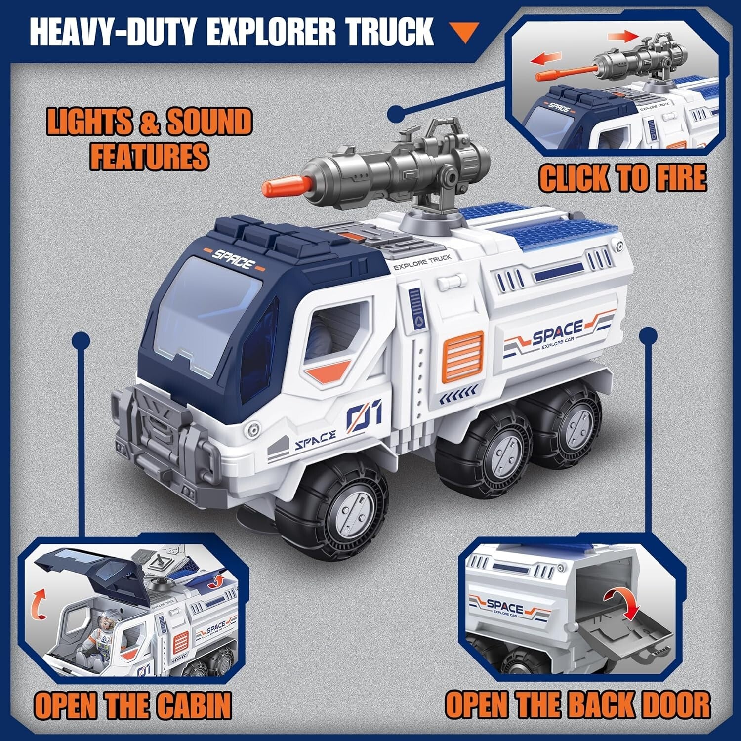 Durable Space Shuttle Toy for Kids - Rocket Playset with Lights & Sound Effects