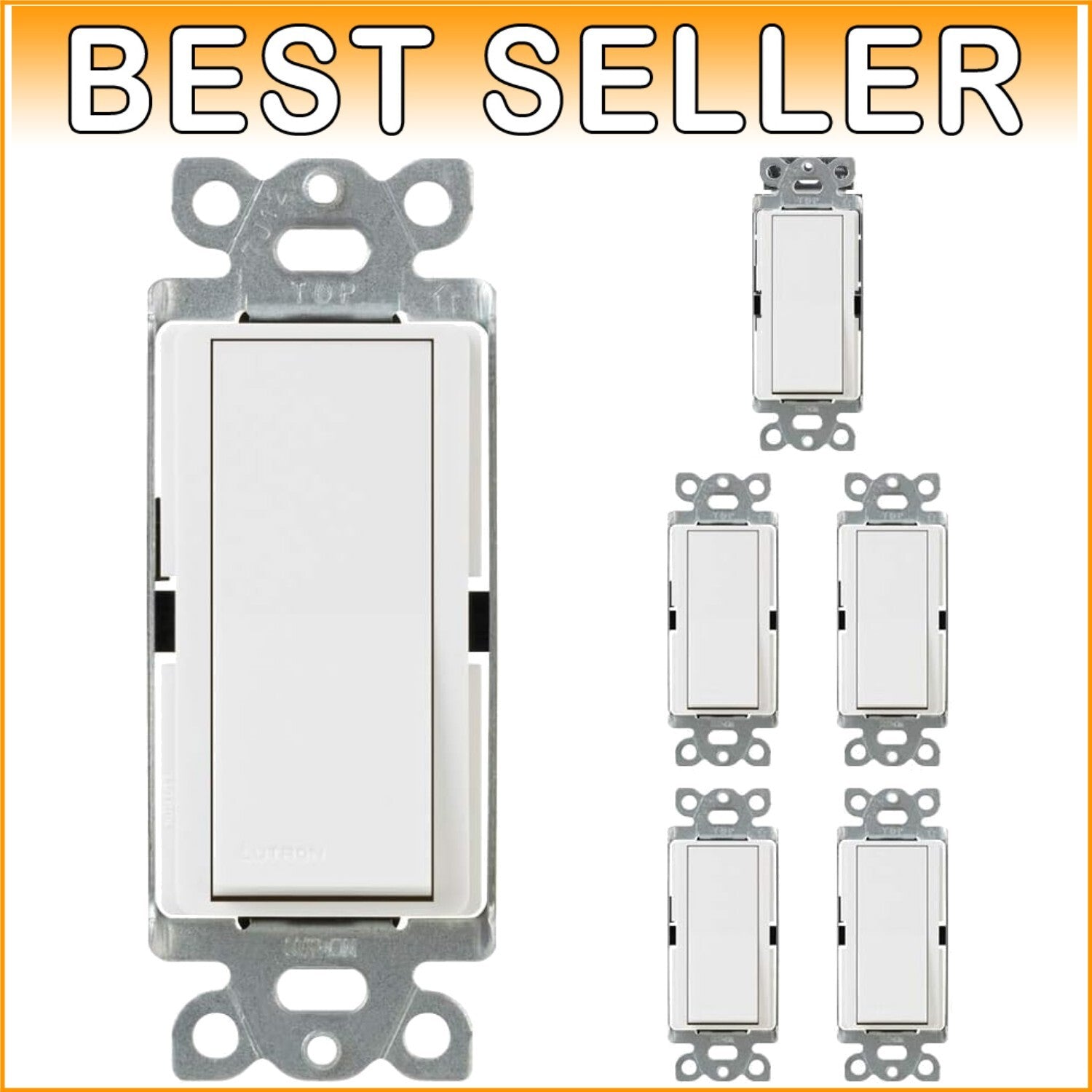 Modern 15 Amp Single-Pole White Paddle Switch - Quick Set Up, 6-Piece Bundle