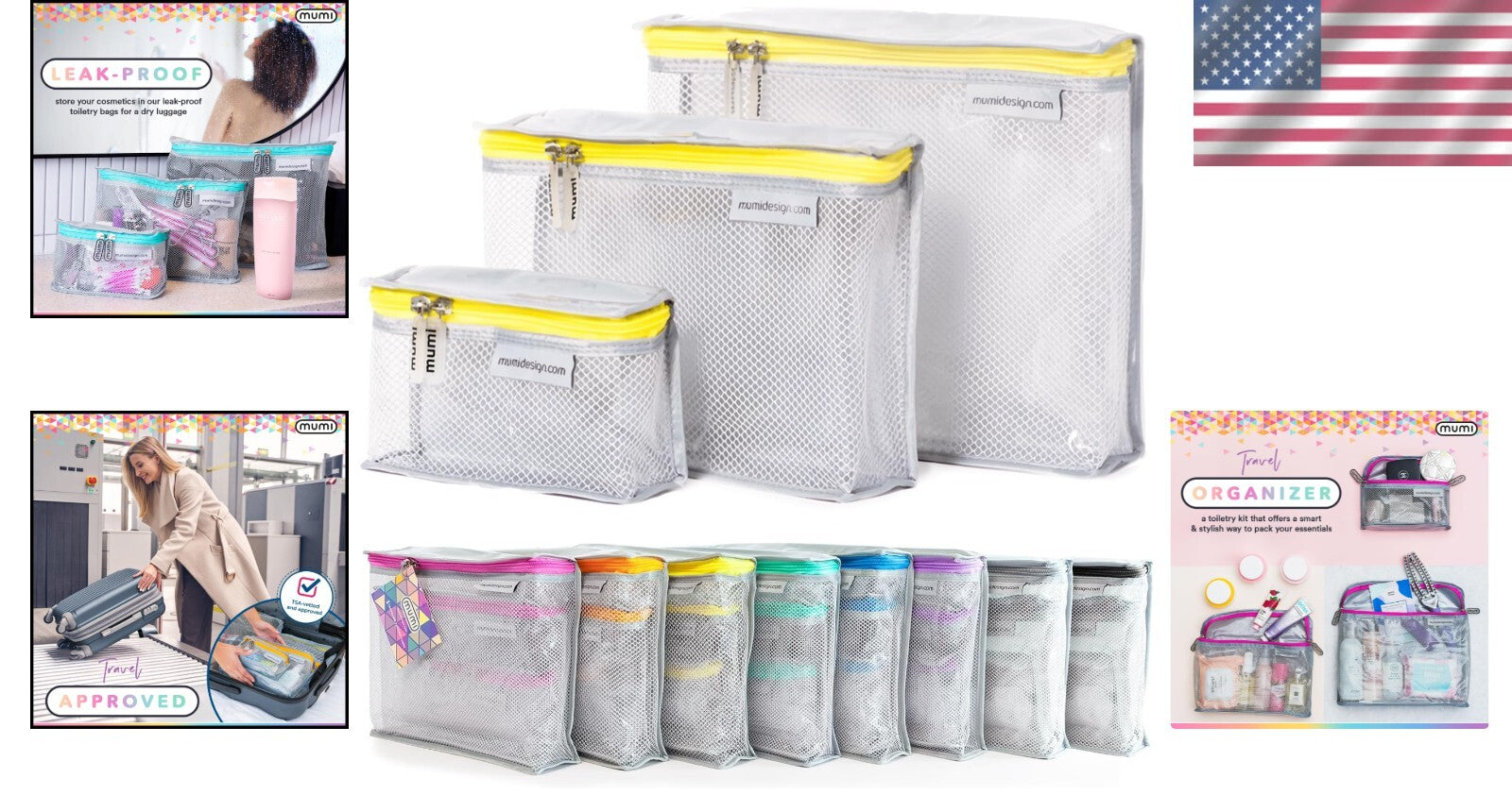 Compact and Durable Travel Toiletry Set – 3 Water-Resistant Bags for Essentials