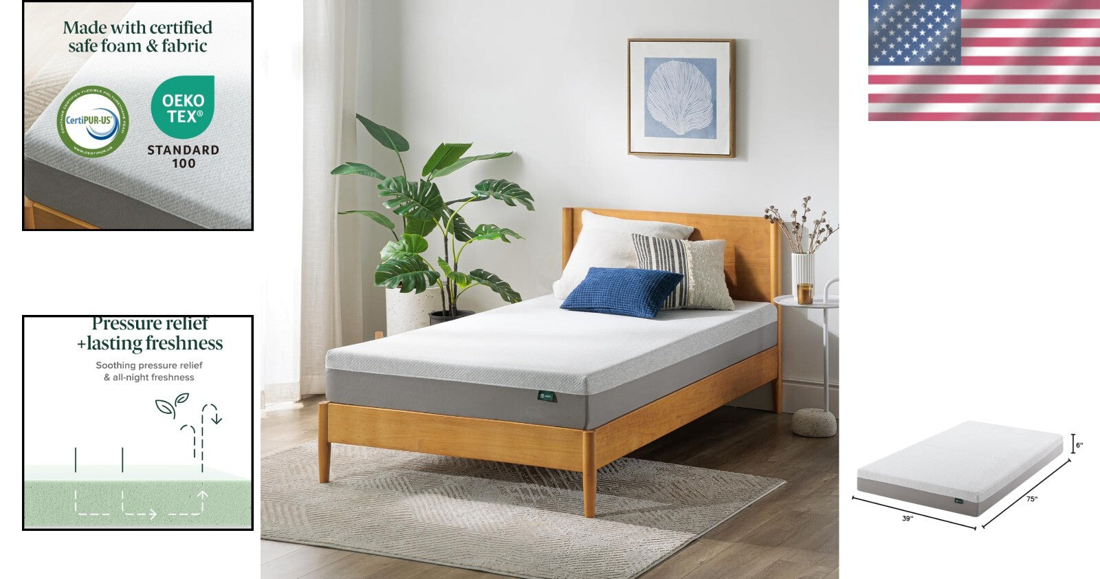 Breathable 6-Inch Twin Memory Foam Mattress with Pressure Relief Features