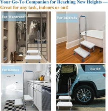 Load image into Gallery viewer, Heavy Duty 2-Step Medical Foot Stool with Adjustable Handle – 350 lbs Support