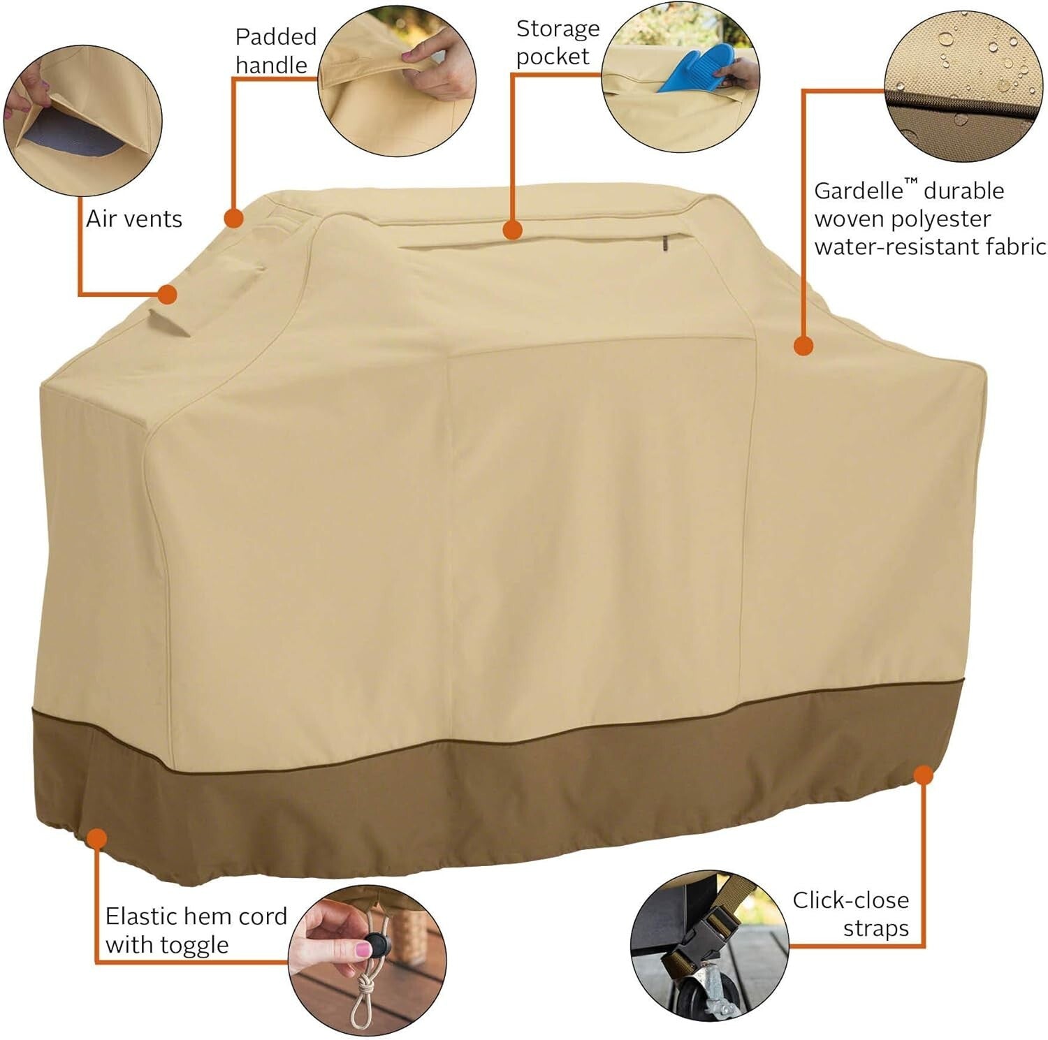 Elegant Water-Resistant Grill Cover - Fits 52” Grills Including Weber Models