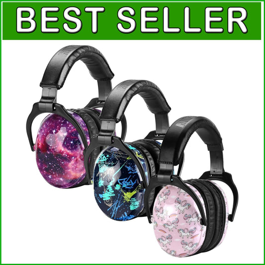 Adjustable Noise Cancelling Earmuffs for Kids - 3 Pack with Bright Designs
