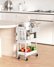 Load image into Gallery viewer, Durable 3-Tier Rolling Cart with Baskets &amp; Hooks - Easy Assembly Required