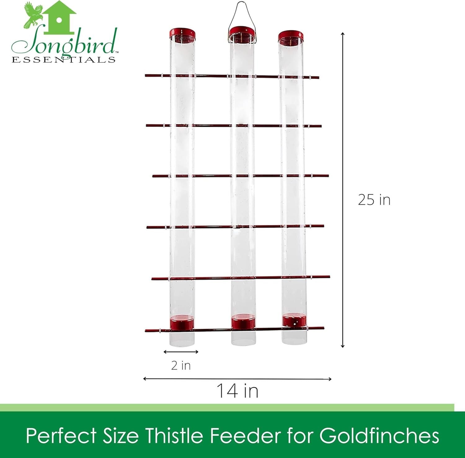 Large Capacity Finch Feeder – 3 Pounds of Seeds with 24 Perches for Goldfinches