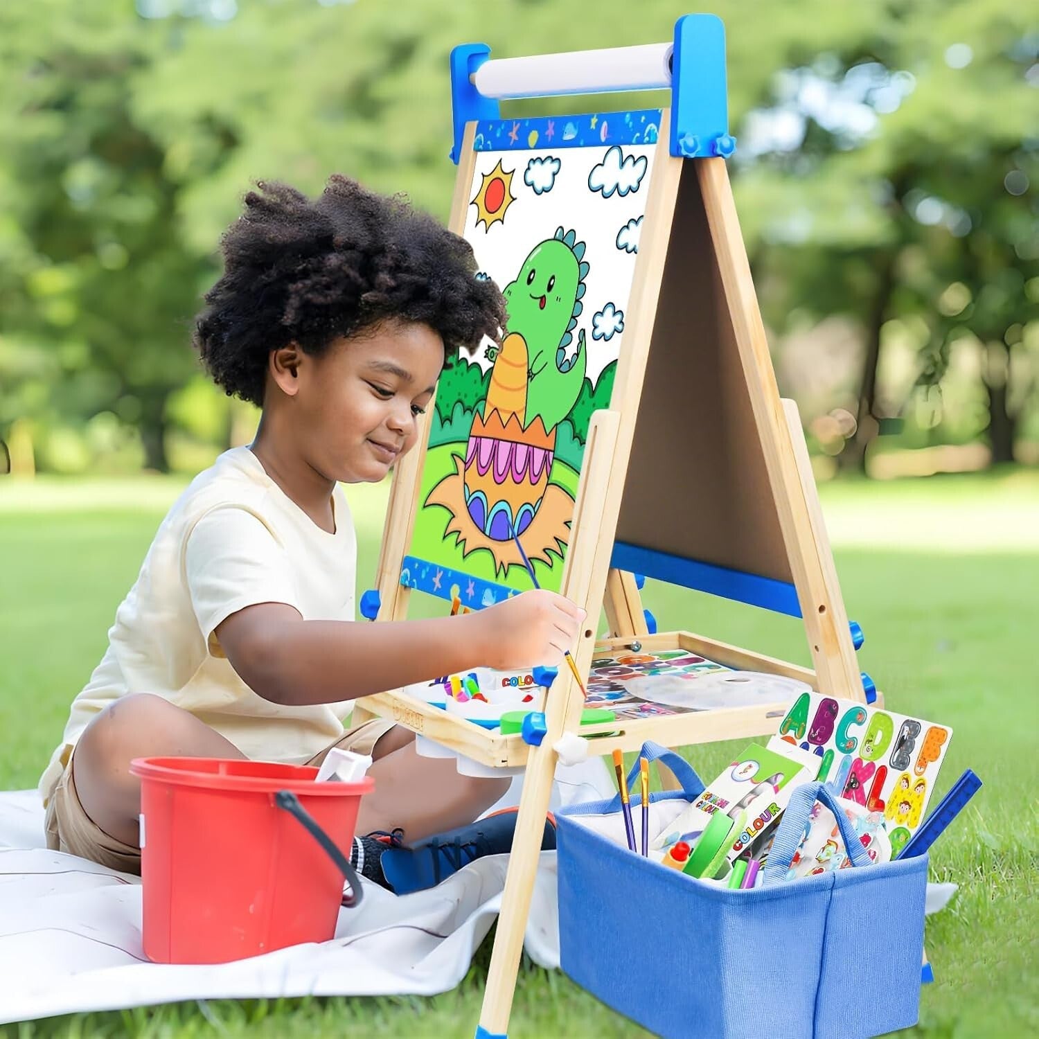 Fun & Sturdy Height-Adjustable Easel - Ideal for Little Artists Aged 4-10