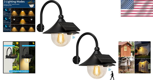 Elegant Solar Barn Wall Light with 3 Adjustable Modes - Vintage Style