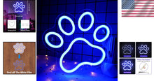 Load image into Gallery viewer, 9.8 x 9.8 Inch Blue Dog Paw Neon Sign - Wall Mount with Dimmable Feature